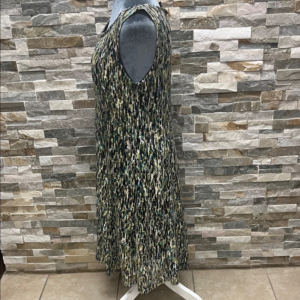 Perceptions Black and Green Patterned Midi Dress - image 4